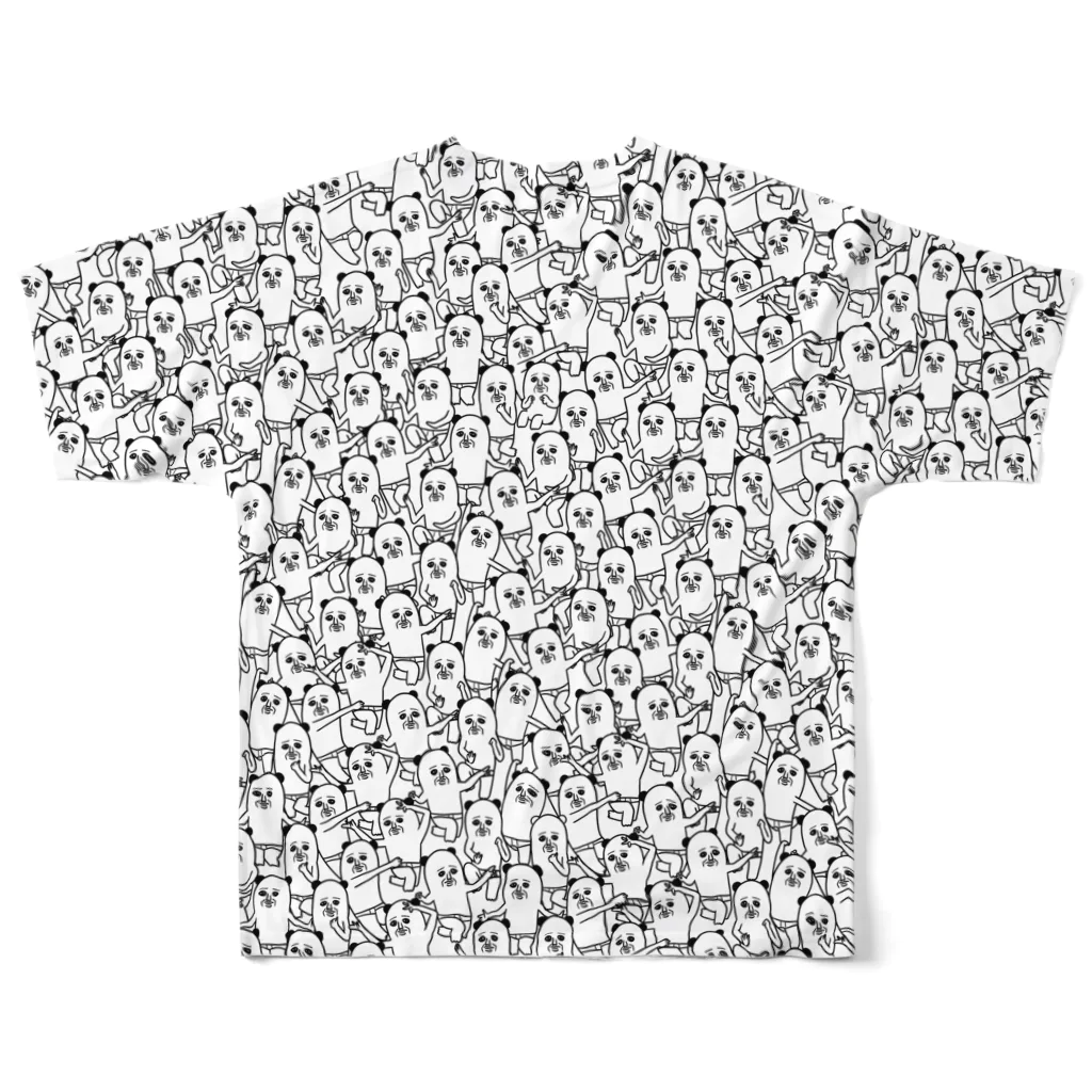 mamezoのパンダおっさんがいっぱい All-Over Print T-Shirt :back
