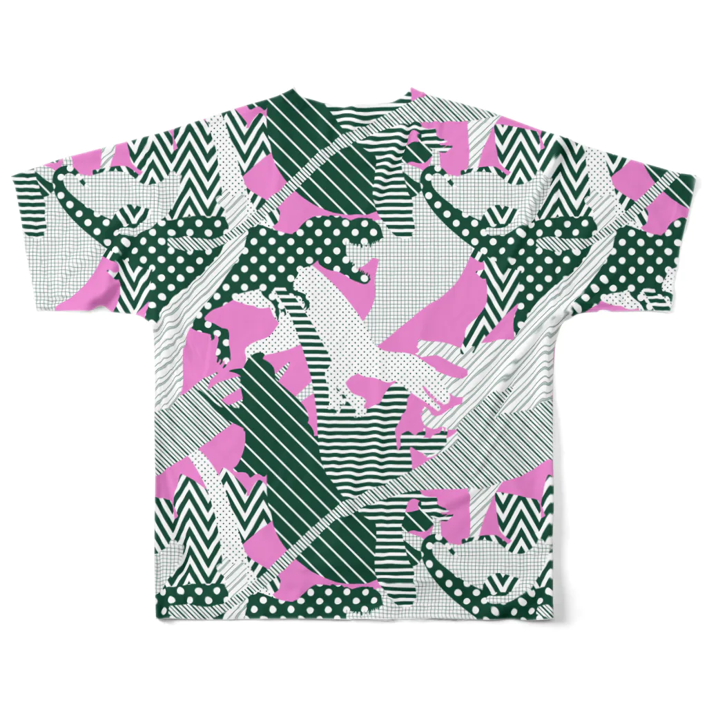 ShiroILLの恐竜カモ　ピンク All-Over Print T-Shirt :back