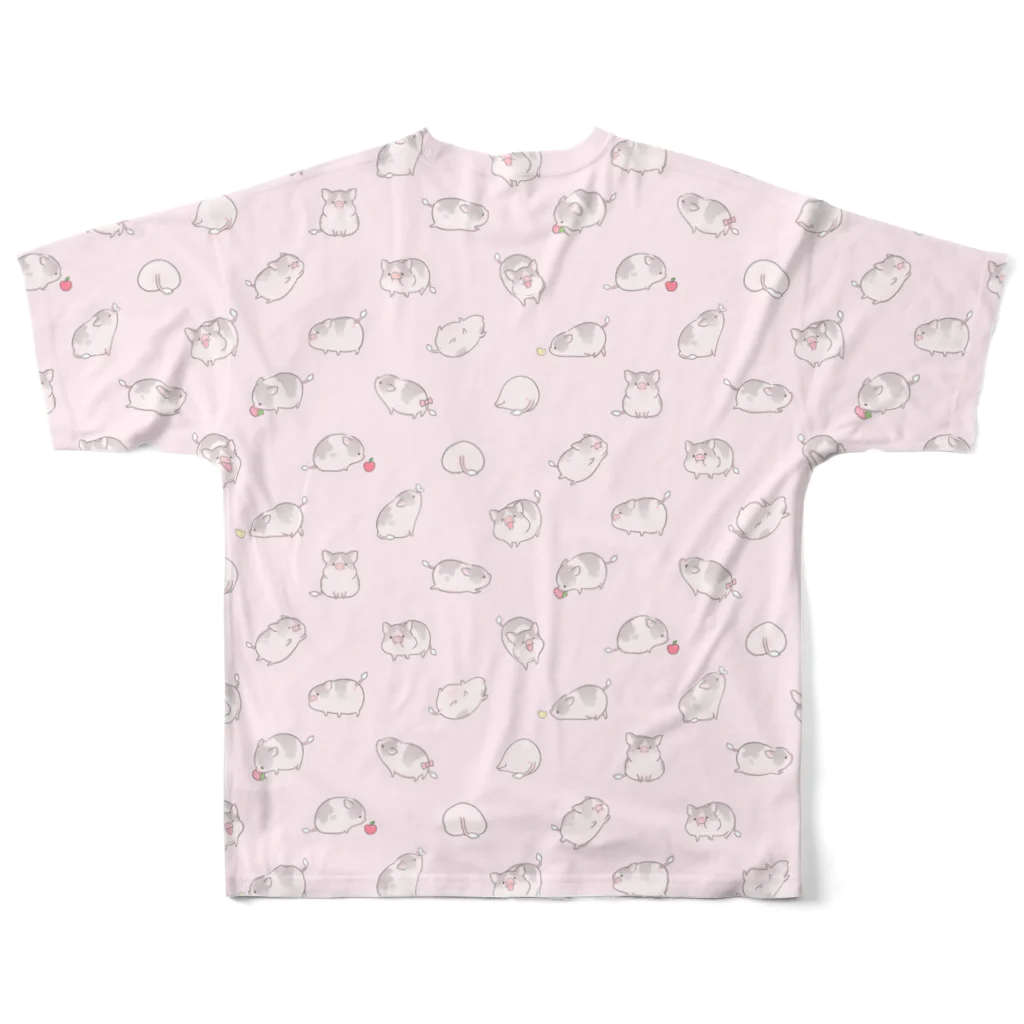 しらたまちゃんSHOPu〜🐽のいっぱいしらたまちゃん（ピンク） フルグラフィックTシャツの背面