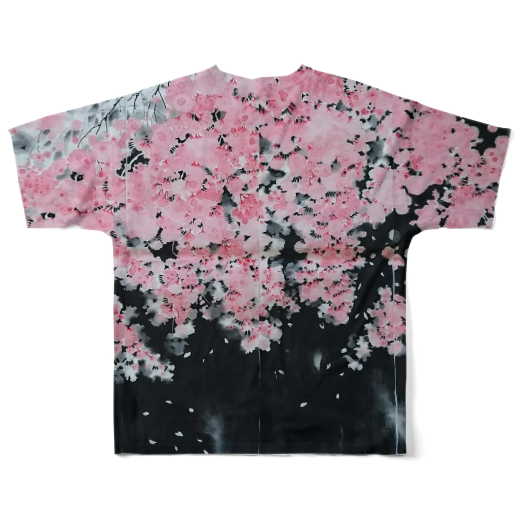 水墨絵師 松木墨善の墨桜背面 All-Over Print T-Shirt :back