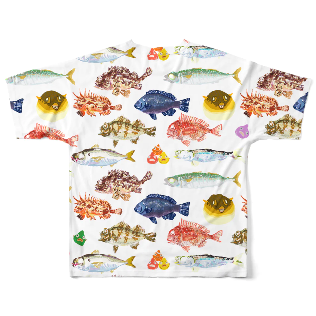 さちこの生物雑貨の魚大図鑑 All-Over Print T-Shirt :back