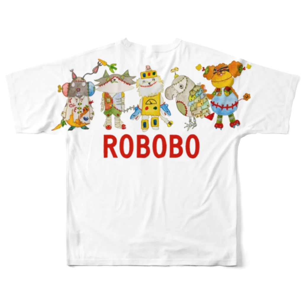 ねこぜや のROBOBO「福ちゃんロボ」 All-Over Print T-Shirt :back