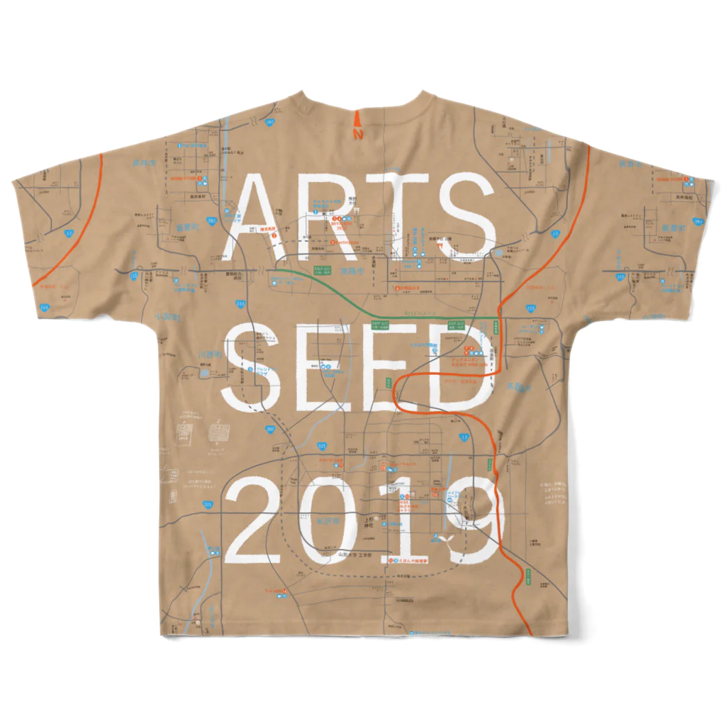 ARTS SEED OKITAMA 2019のASO2019マップ フルグラフィックTシャツの背面