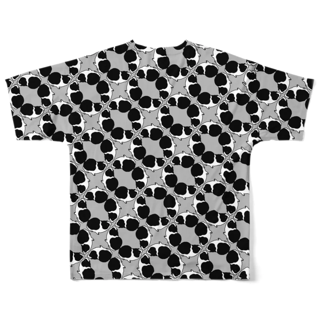 nins・にんずのモルモットサークルモノクロ All-Over Print T-Shirt :back