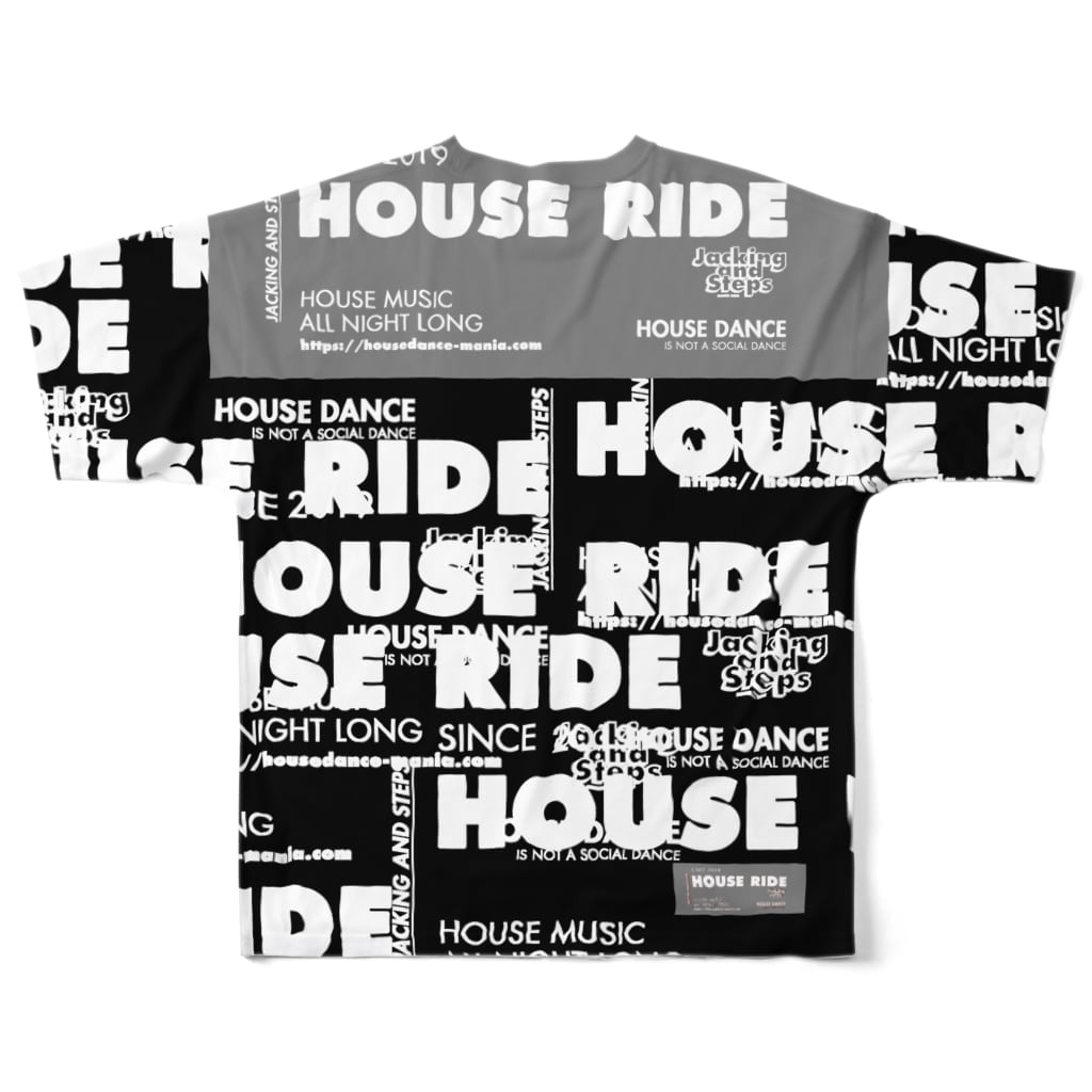 HOUSE DANCE MANIAのHOUSE RIDE BIG TAG - Black All-Over Print T-Shirt :back