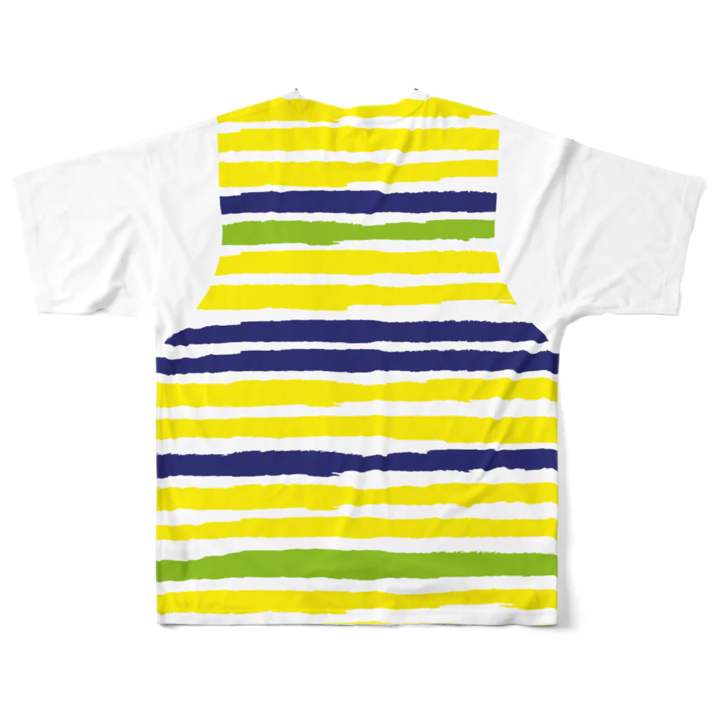 ゴータ・ワイのボーダー柄　レイヤード(前後２面プリント) All-Over Print T-Shirt :back