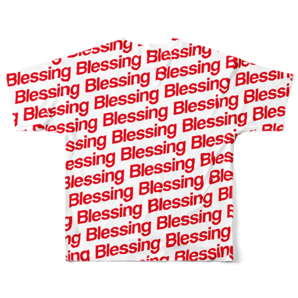 BlessingのBlessing 総柄Logo T/Red×White フルグラフィックTシャツの背面