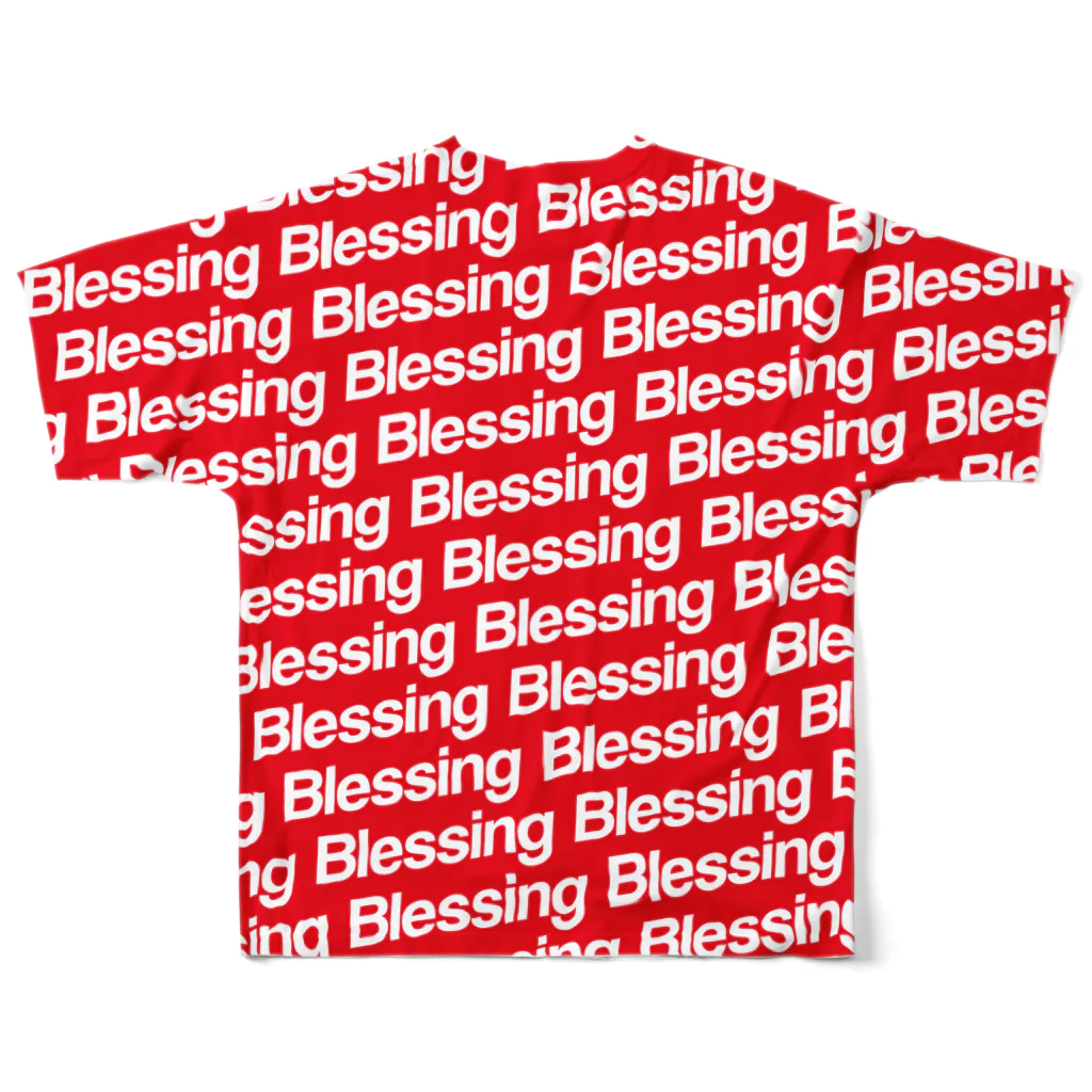 BlessingのBlessing 総柄Logo T/White×Red All-Over Print T-Shirt :back