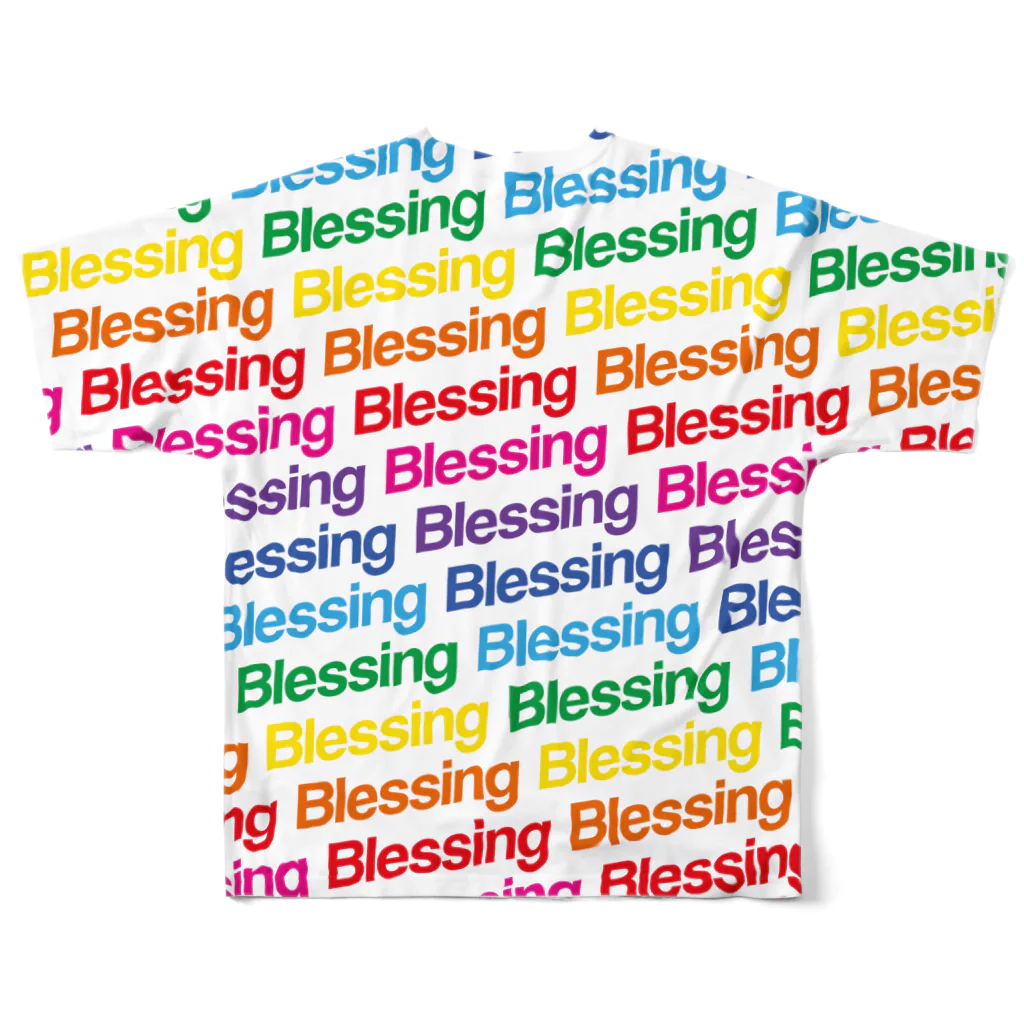 BlessingのBlessing 総柄Logo T/Rainbow×White All-Over Print T-Shirt :back