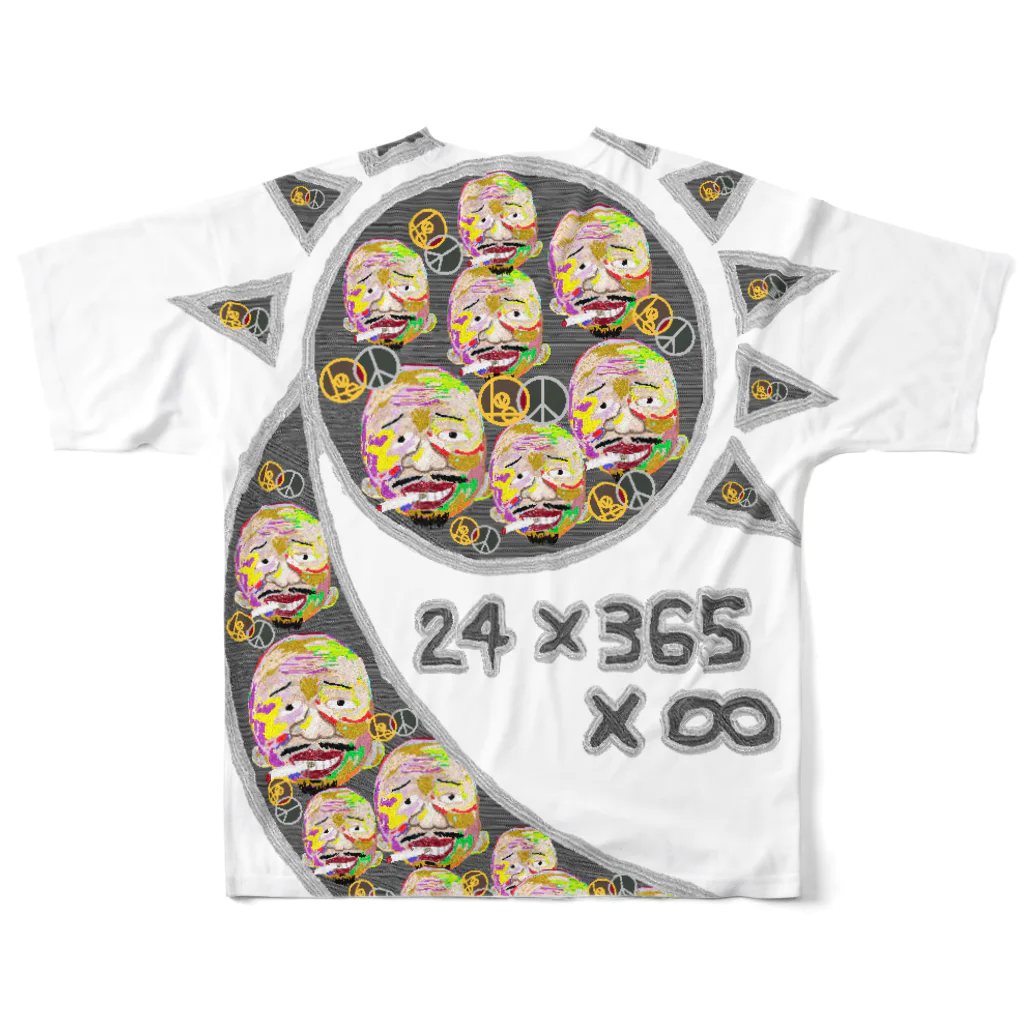 uwotomoの【24×365×∞】日月Ｐ-big All-Over Print T-Shirt :back