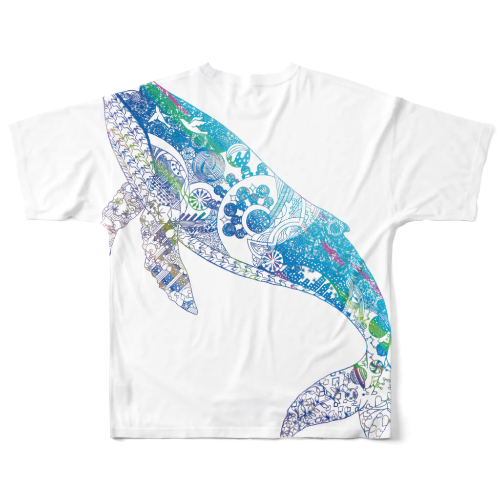 切り絵作家カジタミキのクジラの切り絵 All-Over Print T-Shirt :back