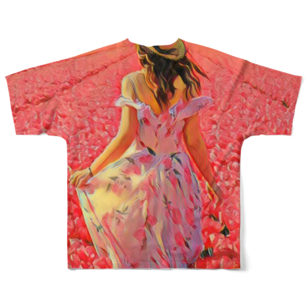 開運CROSS❖JAPAN。の花畑フラワー All-Over Print T-Shirt :back