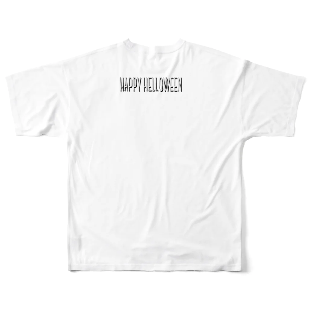 HARUPUUのHELLOWEENオバケとカボチャくん All-Over Print T-Shirt :back