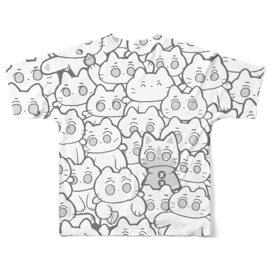 ひつじ屋さん＠suzuri店のカイピいっぱいＴシャツ（リオウグレー） All-Over Print T-Shirt :back