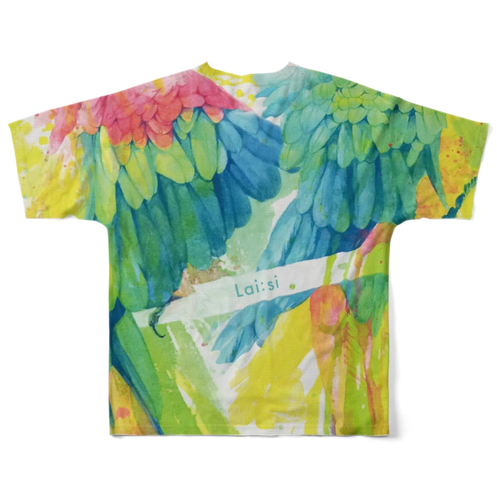 Akiss art ONLINE SHOPの出逢った青い鳥と赤い鳥 All-Over Print T-Shirt :back