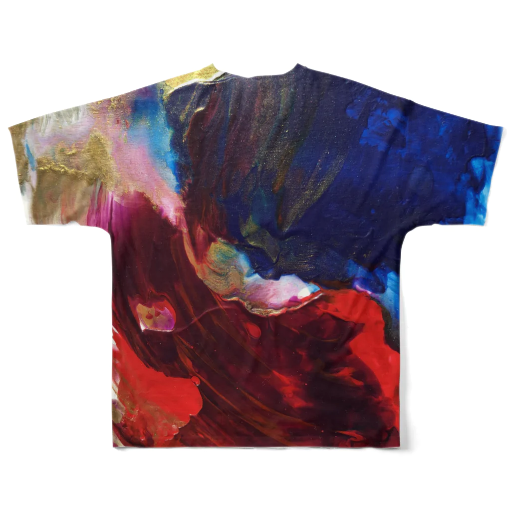 shiho_artのRed and Blue All-Over Print T-Shirt :back