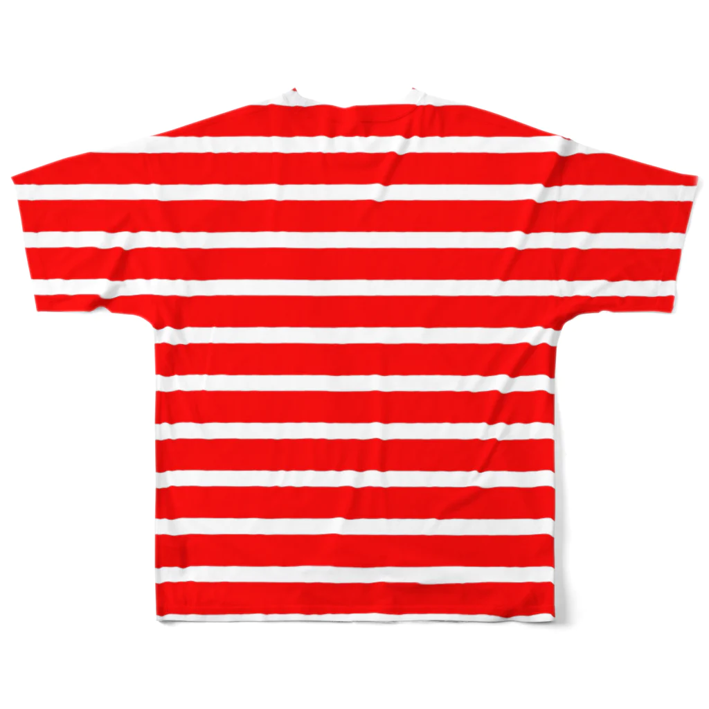 らぴの赤白ボーダー All-Over Print T-Shirt :back
