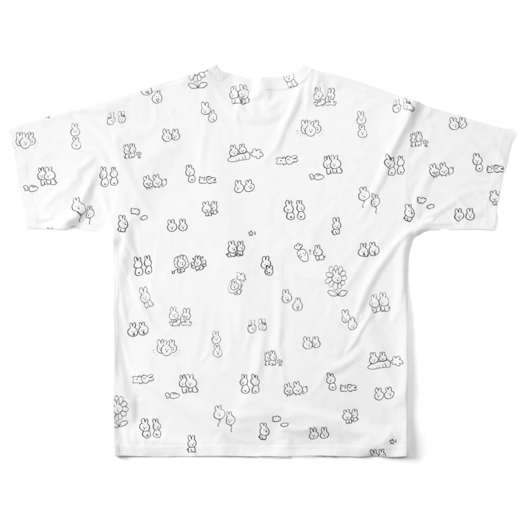 しっぽころびの山盛りのうさぎ All-Over Print T-Shirt :back