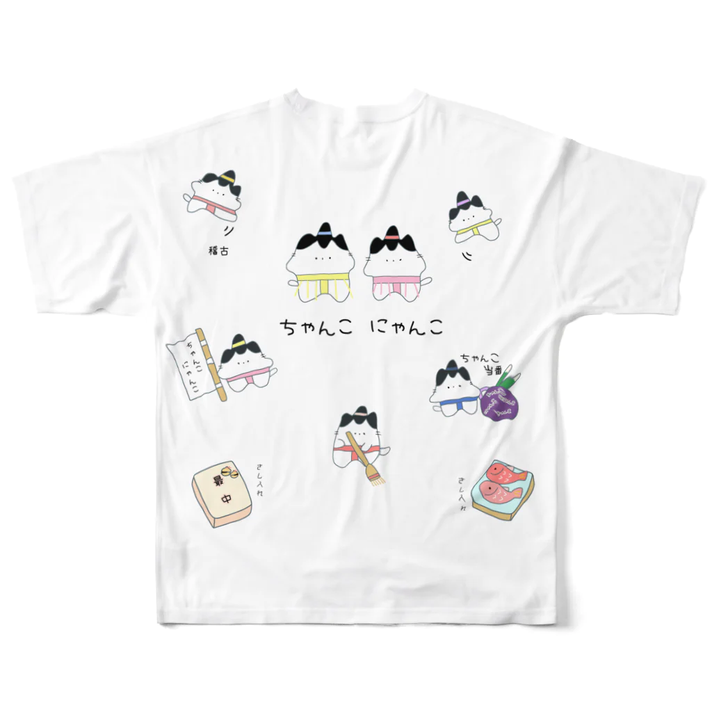 バナバニーShopのちゃんこ にゃんこ All-Over Print T-Shirt :back