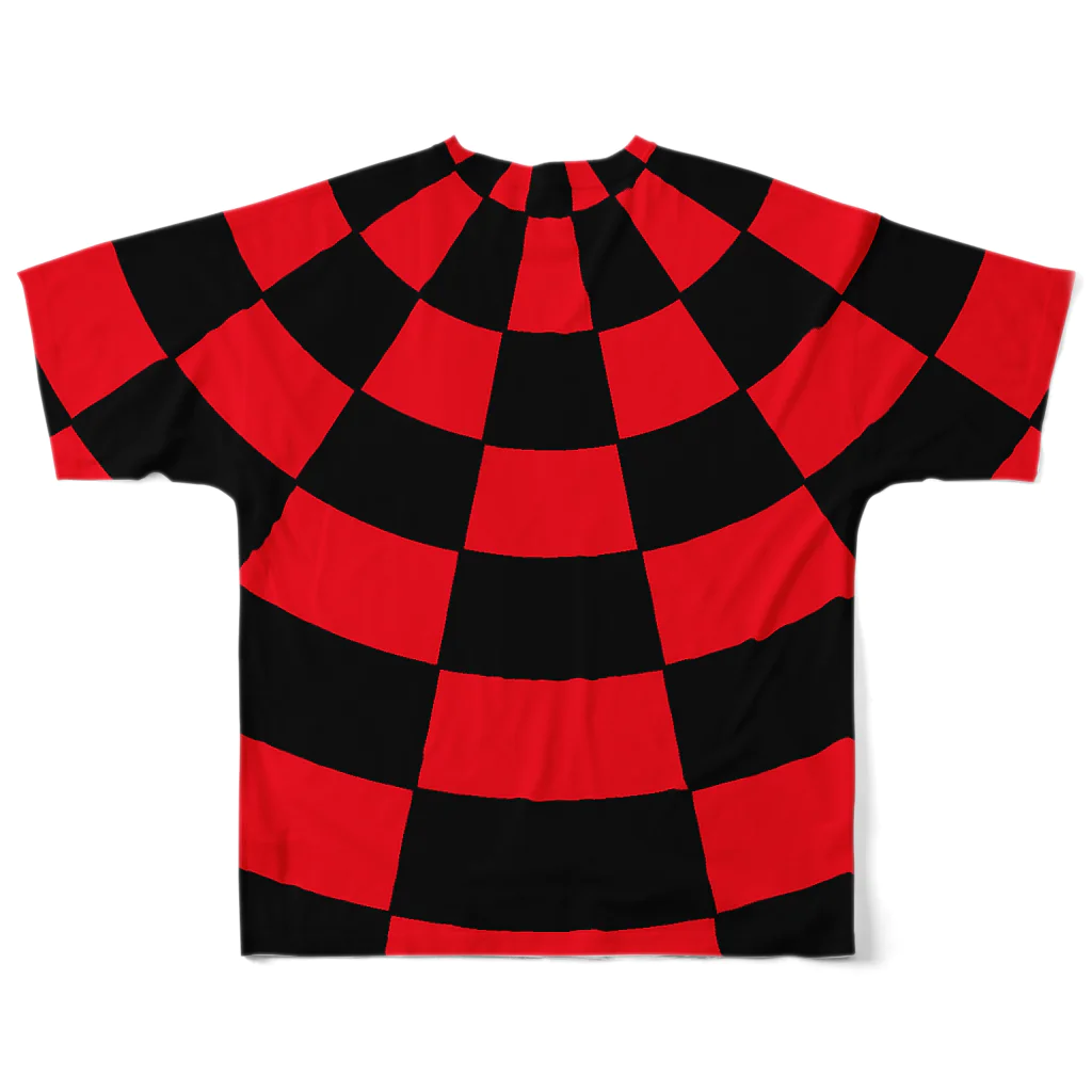 ゴータ・ワイのサークルチェッック　赤黒 フルグラフィックTシャツの背面