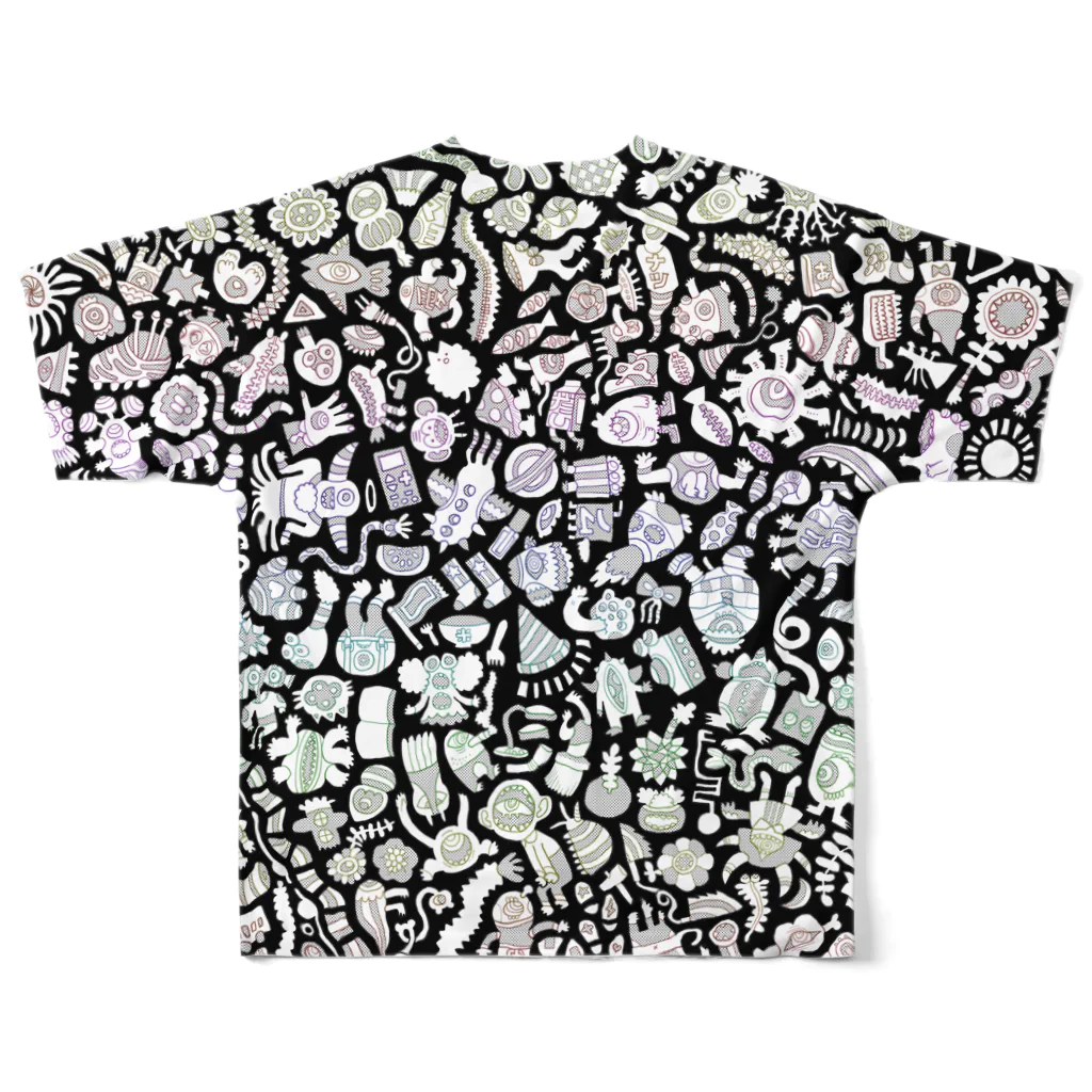 tunralのしきつめ怪獣（黒レインボー） All-Over Print T-Shirt :back