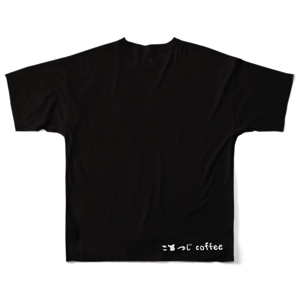 こひつじcoffeeの表：左胸丸シンボル 裏：文字/こひつじcoffee フルグラフィックTシャツの背面