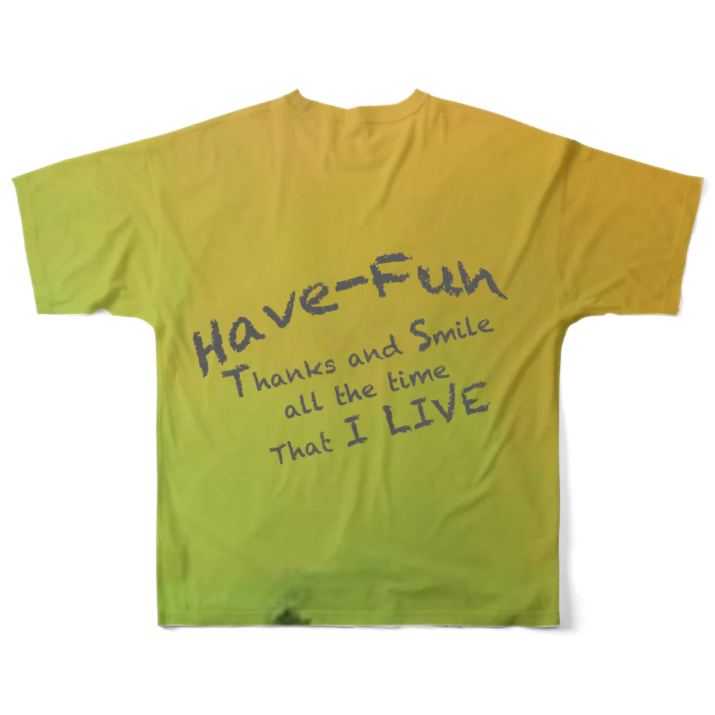 HaveーFun 嘉のHave-Fun Photo Playヤシの木その１ All-Over Print T-Shirt :back