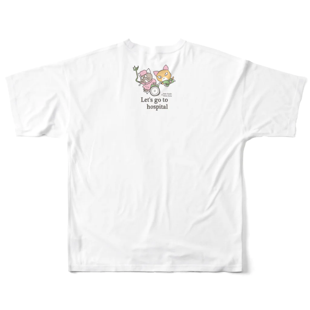 月兎耳庵 つきとじあん　矢光いるるの忙しいねこたち　メディカル All-Over Print T-Shirt :back