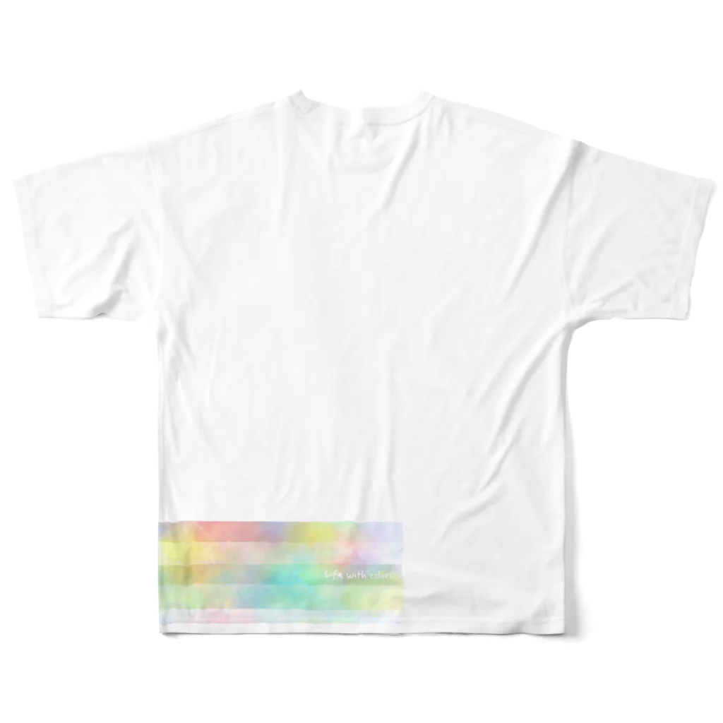 お天気ふたご＊にじいろKaoのnanairo（円）フルグラフィック All-Over Print T-Shirt :back