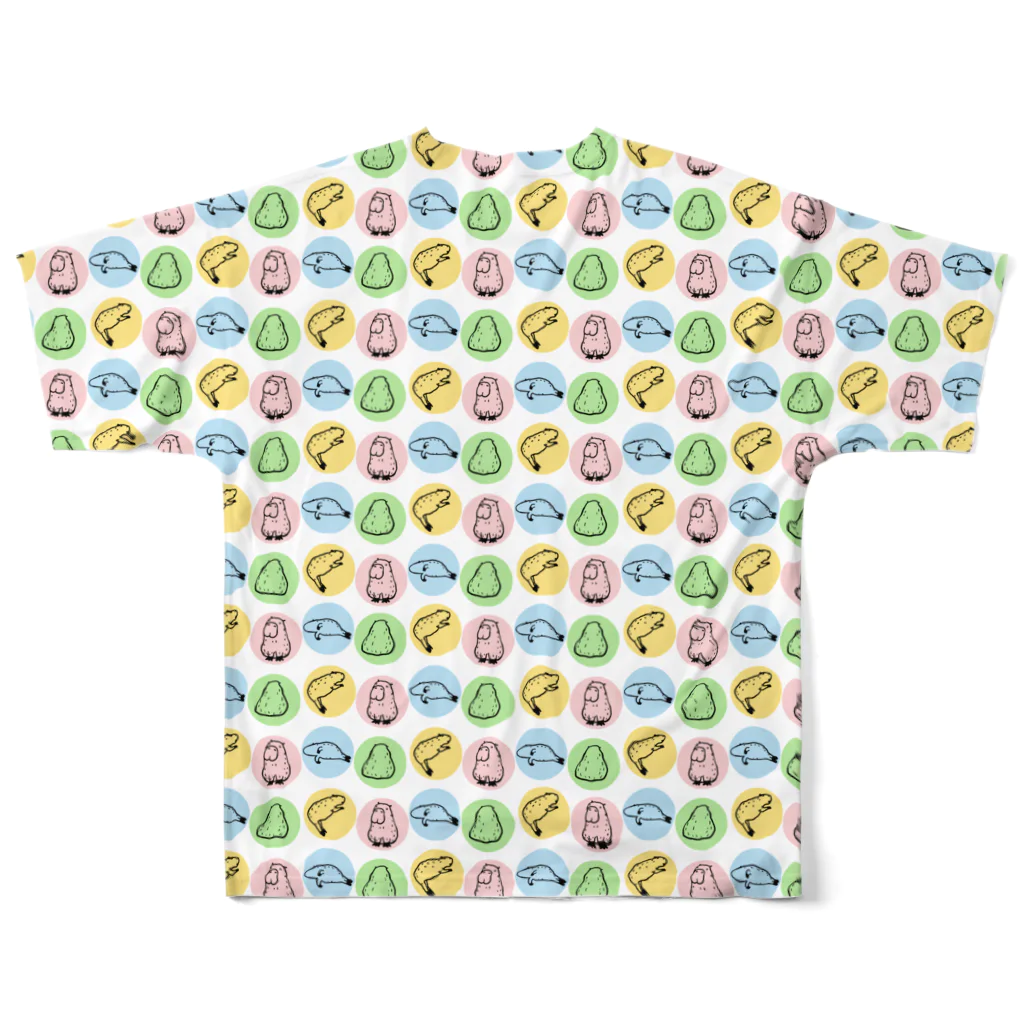 カピ族の集いのカラフルなゆる～いカピバラ All-Over Print T-Shirt :back