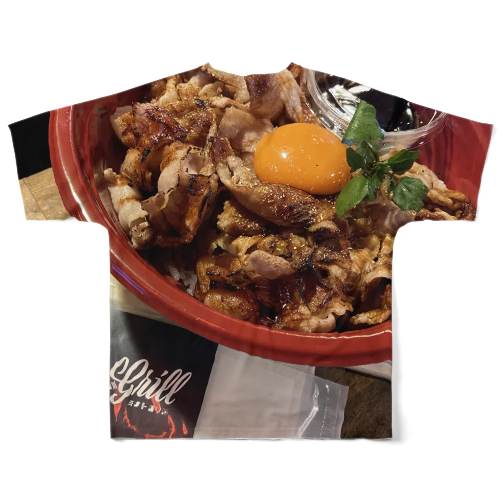 ミナトグリルのお土産屋さんの炙り豚しゃぶ丼 フルグラフィックTシャツの背面