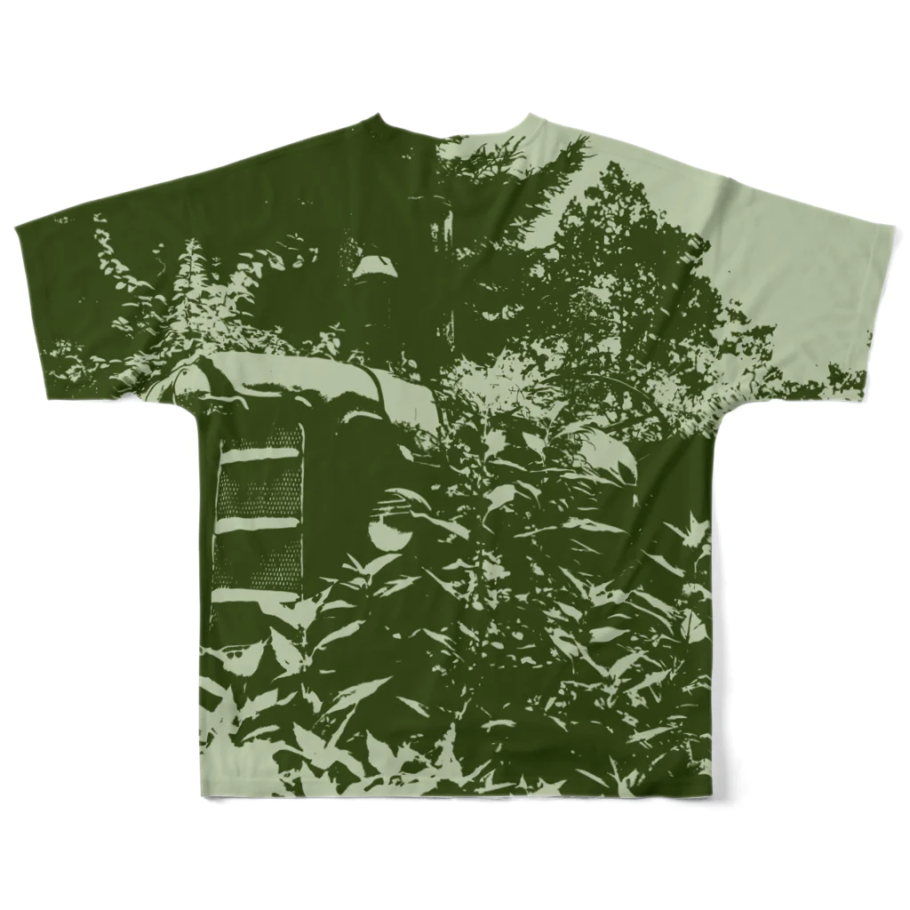 3rd Shunzo's boutique熊猫屋 の老兵は死なず。ただ見守るのみ。 All-Over Print T-Shirt :back
