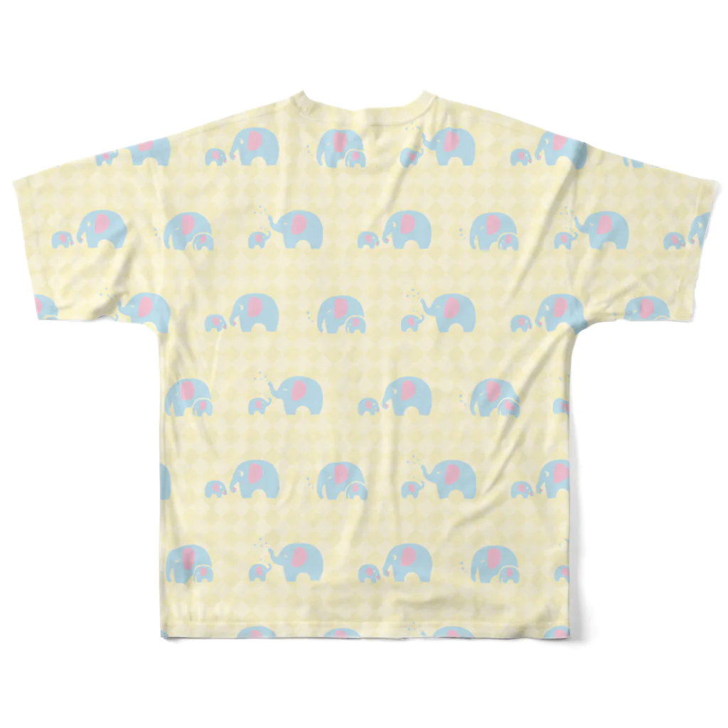 とみまるの家のぞうさん_黄色 All-Over Print T-Shirt :back