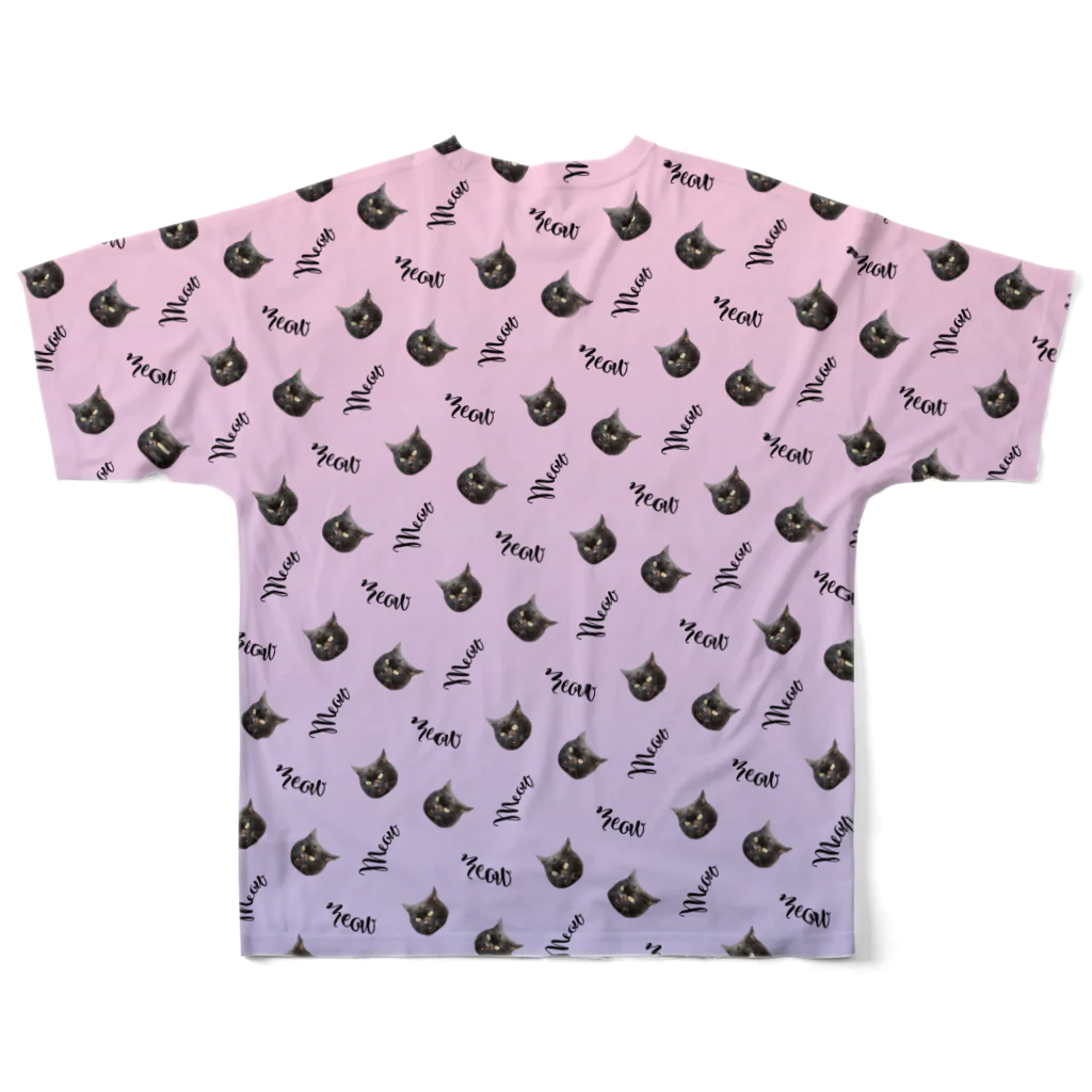 【公式】まるいねこのmeow 〜黒猫〜 All-Over Print T-Shirt :back