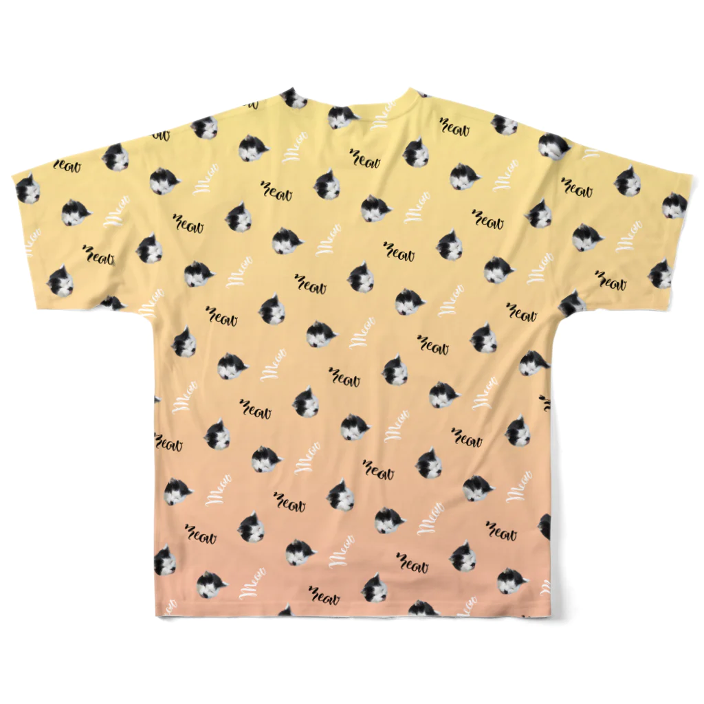 まるいねこのmeow ～白黒猫～ All-Over Print T-Shirt :back