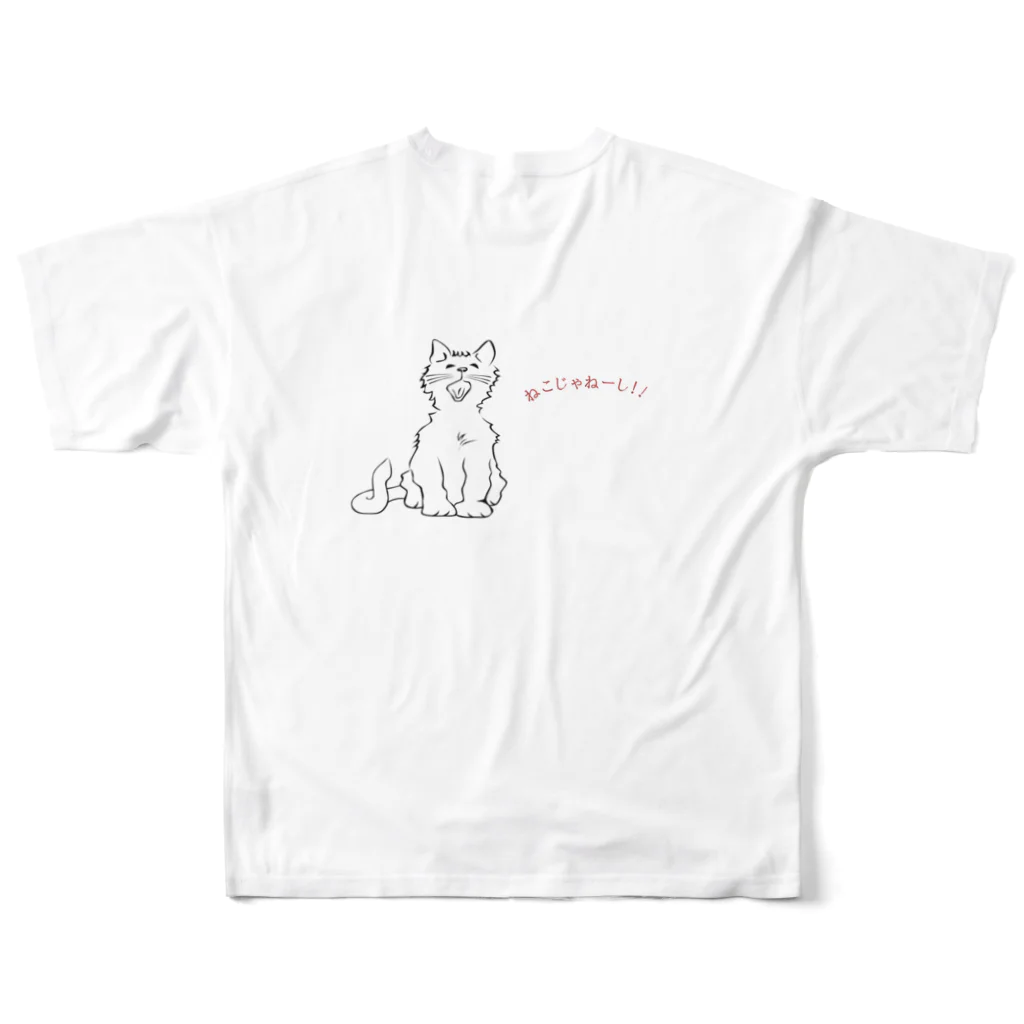 CAREERのツンデレの猫　RINA フルグラフィックTシャツの背面