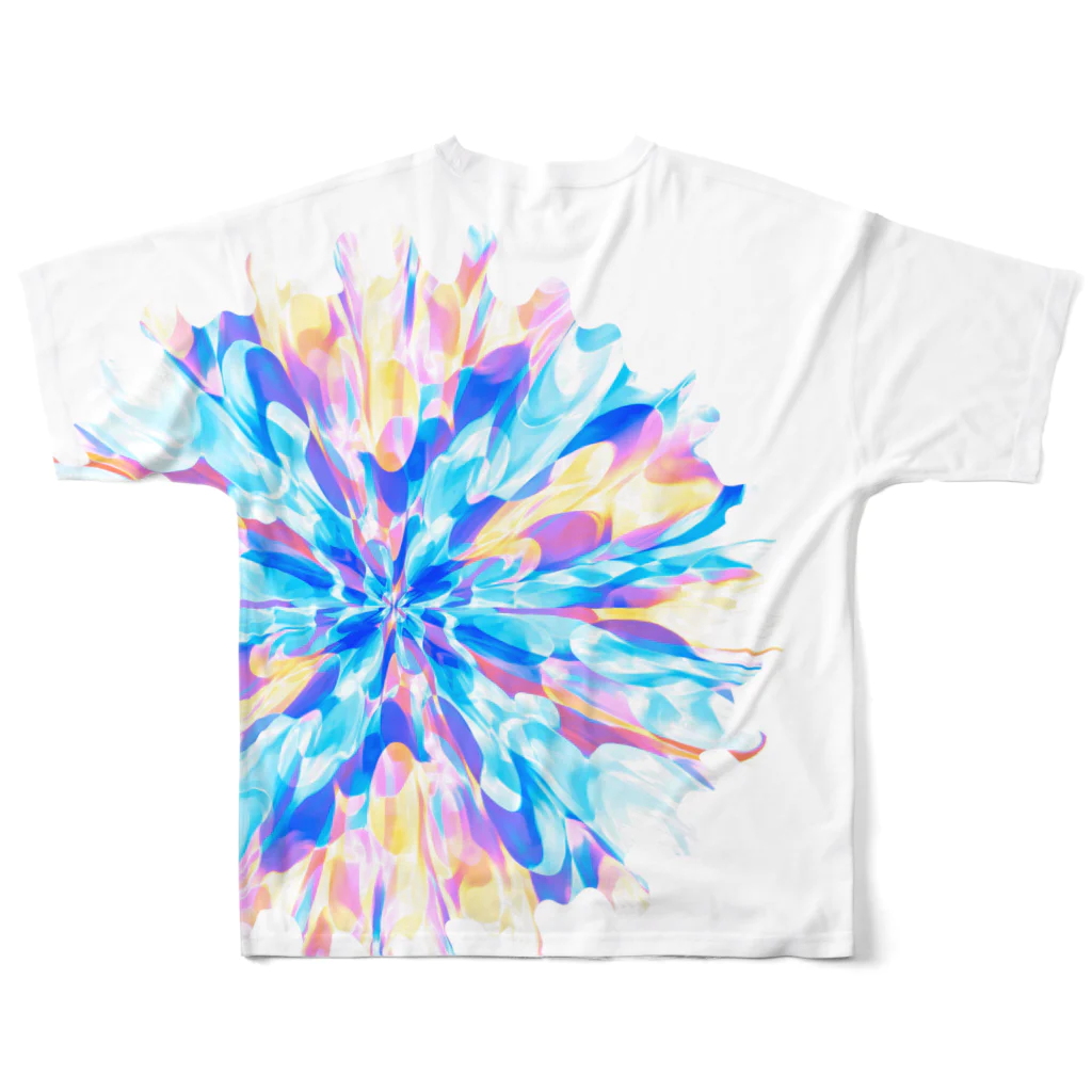 暇つぶしの色彩の雪の花 フルグラフィックTシャツの背面