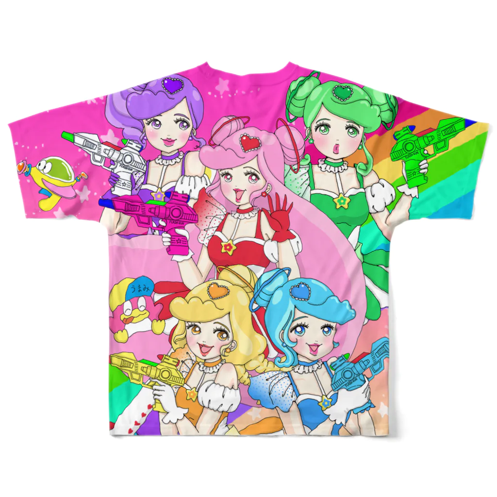 出張!スーパーハイパーギャラクシーショップヨタのマジカルポップスペースフローリアビックTシャツ フルグラフィックTシャツの背面