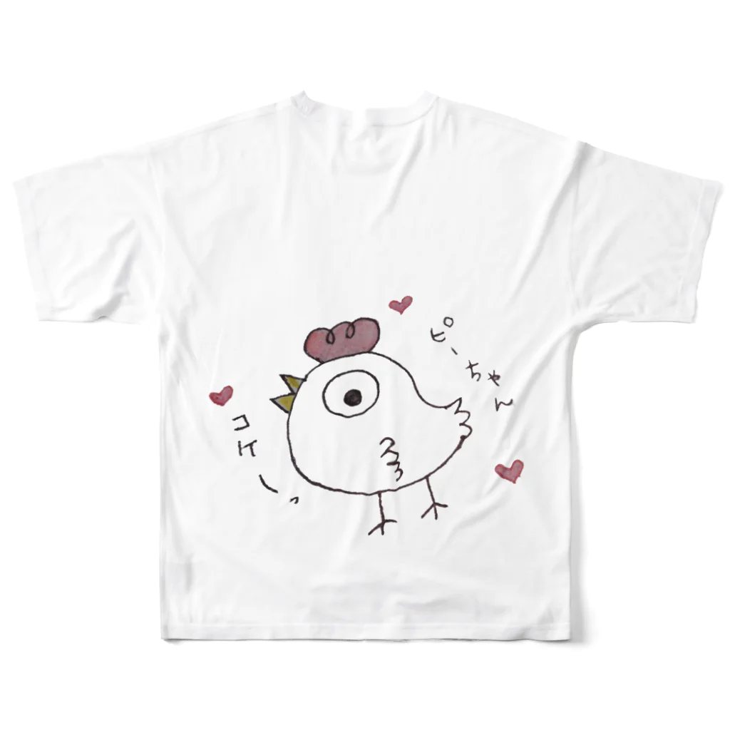 ＥＫＫＯ　しリーズのにわとりのピーちゃん フルグラフィックTシャツの背面