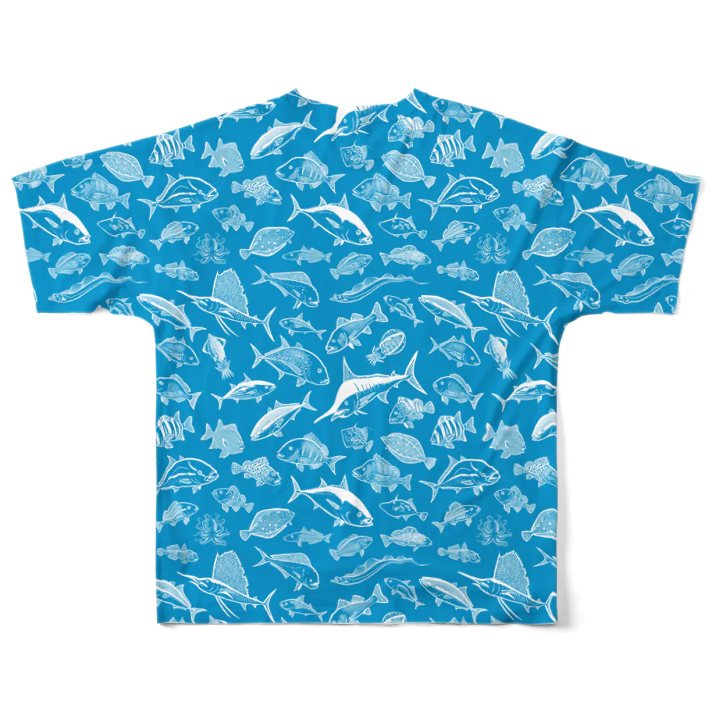 猫と釣り人のSALTWATER FISH_WB_FG フルグラフィックTシャツの背面