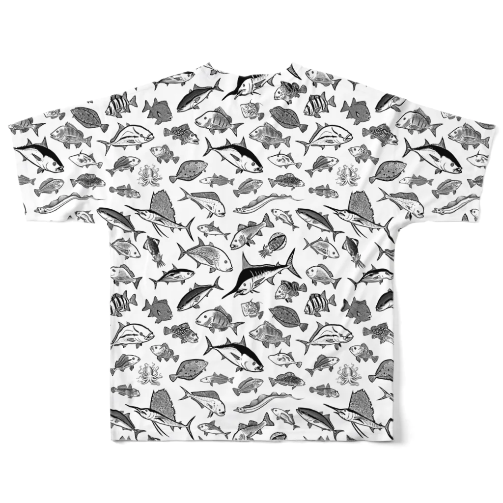 猫と釣り人のSALTWATER FISH_K_FG フルグラフィックTシャツの背面