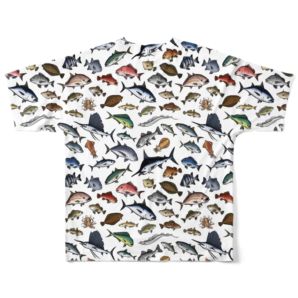 猫と釣り人のSALTWATER FISH_C_FG フルグラフィックTシャツの背面