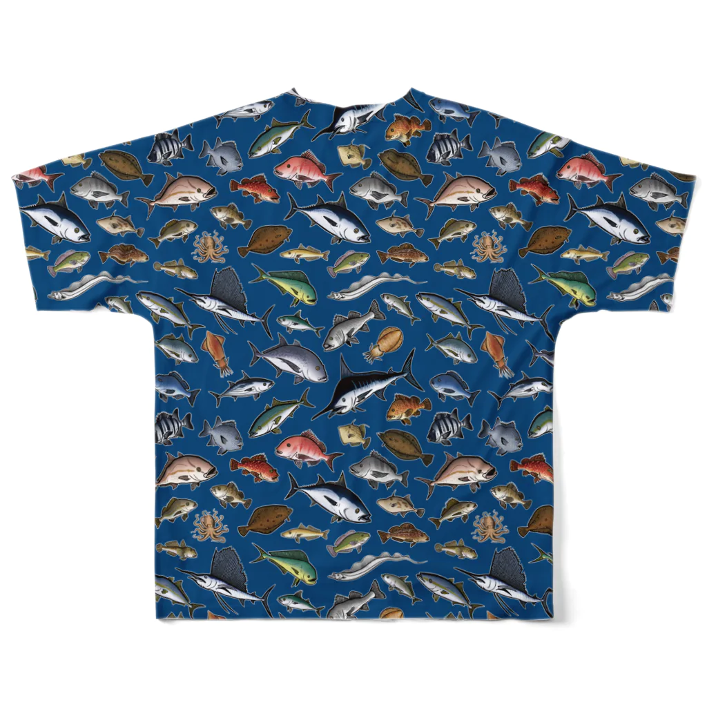 猫と釣り人のSALTWATER FISH_CWB_FG フルグラフィックTシャツの背面