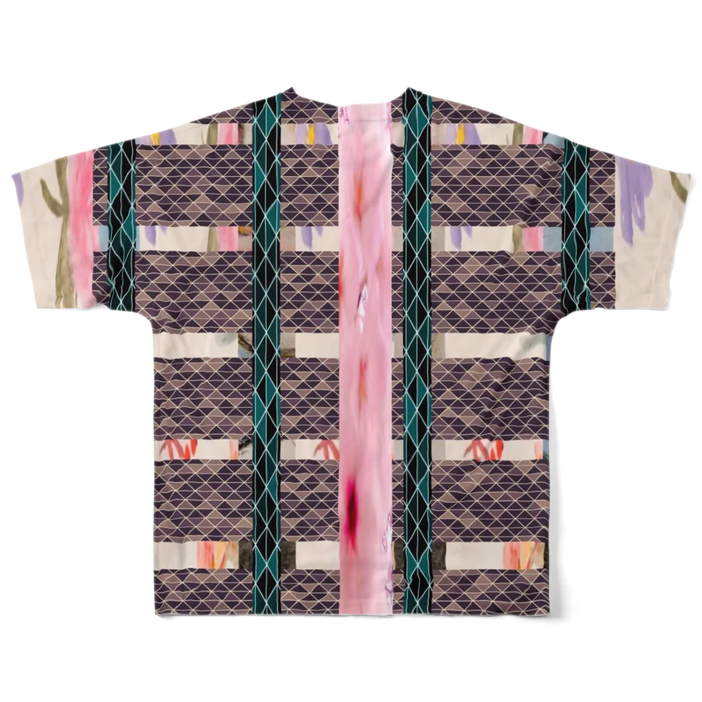 水彩屋の茶pink All-Over Print T-Shirt :back