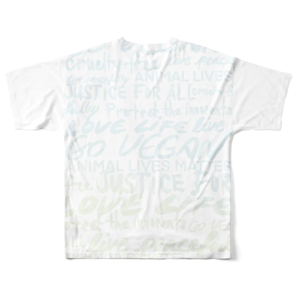 Niea999’s プチハッピー shopのLove life, go vegan All-Over Print T-Shirt :back