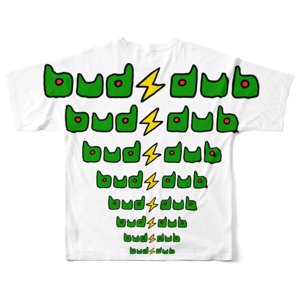 ポンコツホンポのｂｕｄ⚡︎ｄｕｂ⚡︎ｆｌａｓｈ フルグラフィックTシャツの背面