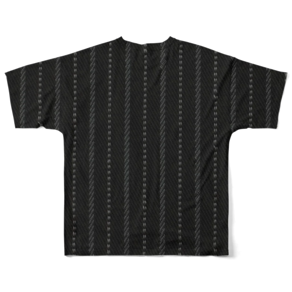 KOKI MIOTOMEのスーツ生地風（黒×ストライプ） All-Over Print T-Shirt :back