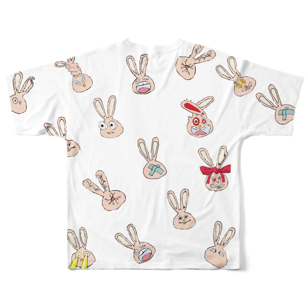 HIRAのご機嫌なうさぎ🐰　12匹ver All-Over Print T-Shirt :back