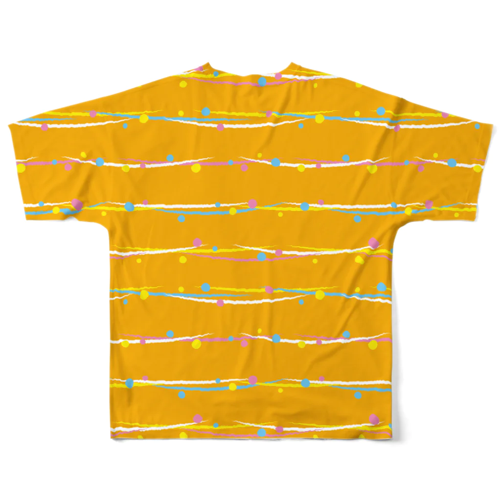 あわじテキスタイルのヨーヨー水風船っぽい模様 オレンジ フルグラフィックTシャツの背面