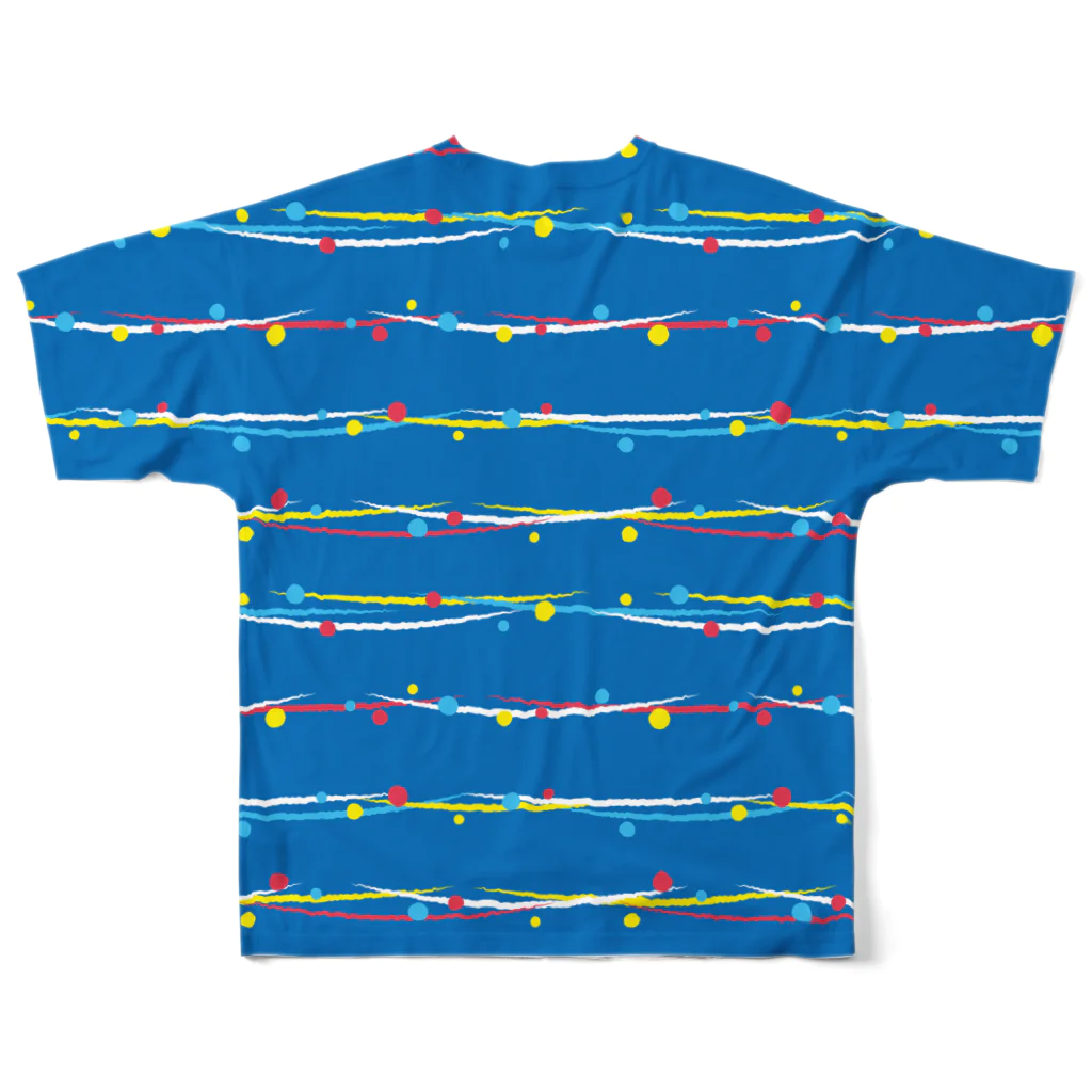 あわじテキスタイルのヨーヨー水風船っぽい模様 青 All-Over Print T-Shirt :back